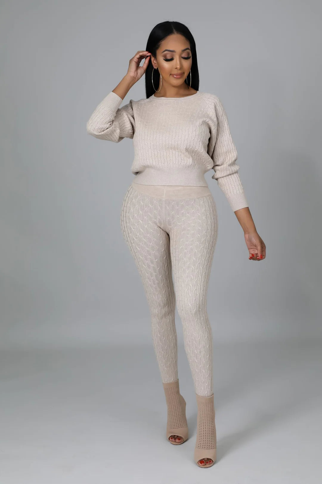 Knit Sweater Set Plus