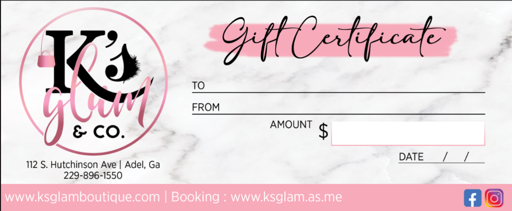 Gift glam Certificate